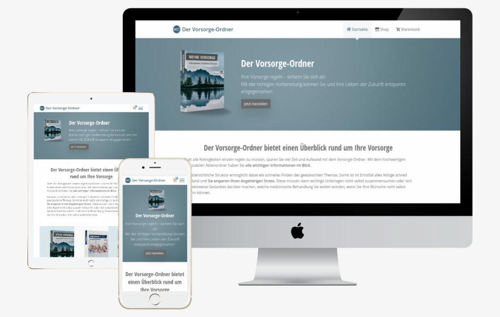 Darstellung der Website der-vorsorgeordner.de auf verschiedenen Endgeräten